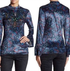 Free People We the Free Velvet Sequin Paisley Top Small